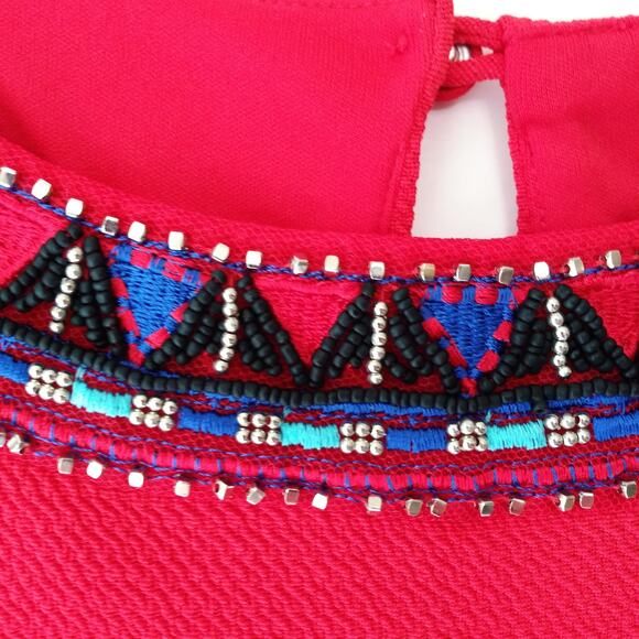 Bisou Bisou M Beaded Collar Top Sleeveless Cropped Tank Textured Fitted Glam Y2K - Picture 3 of 11